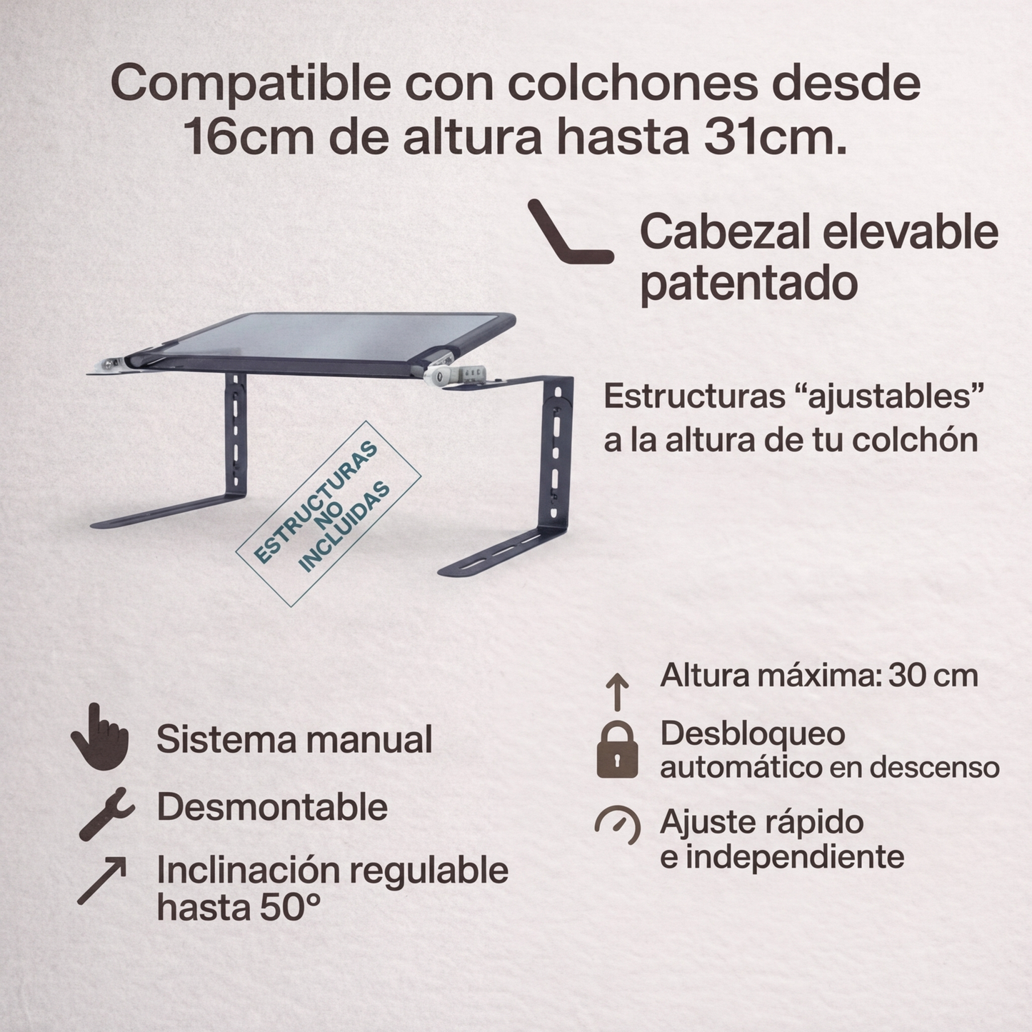 TOPPER LIFT 1.2  · Estructuras no incluidas ·